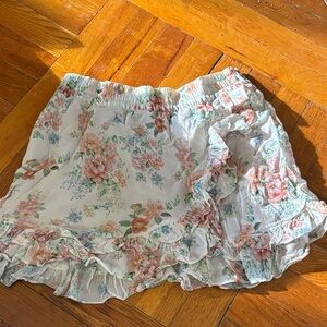 Zara Floral Mini Skirt - White and Pink